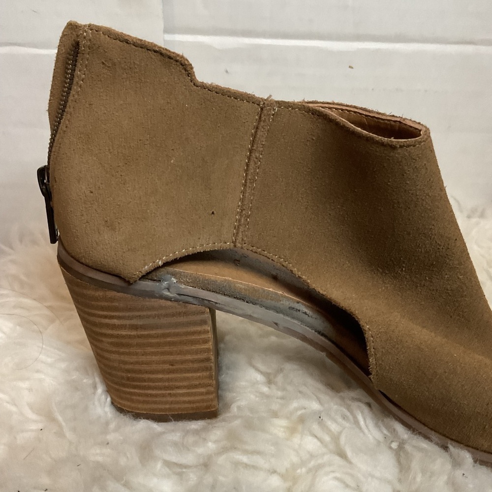 Lucky Brand Tan Open-Toe zip Heeled Booties NWD - Picture 12 of 14